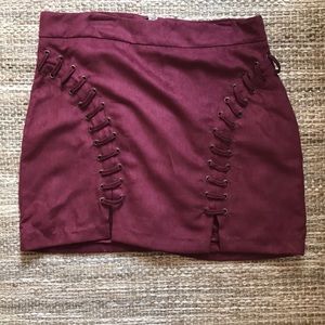 Suede mini skirt with lacing